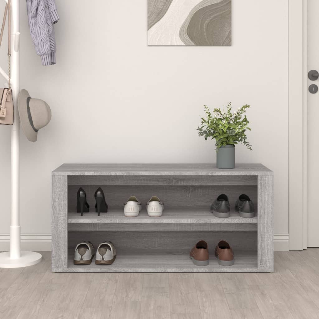szürke sonoma színű szerelt fa cipőtartó 100x35x45 cm