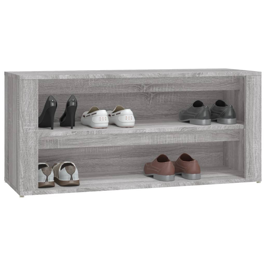 szürke sonoma színű szerelt fa cipőtartó 100x35x45 cm