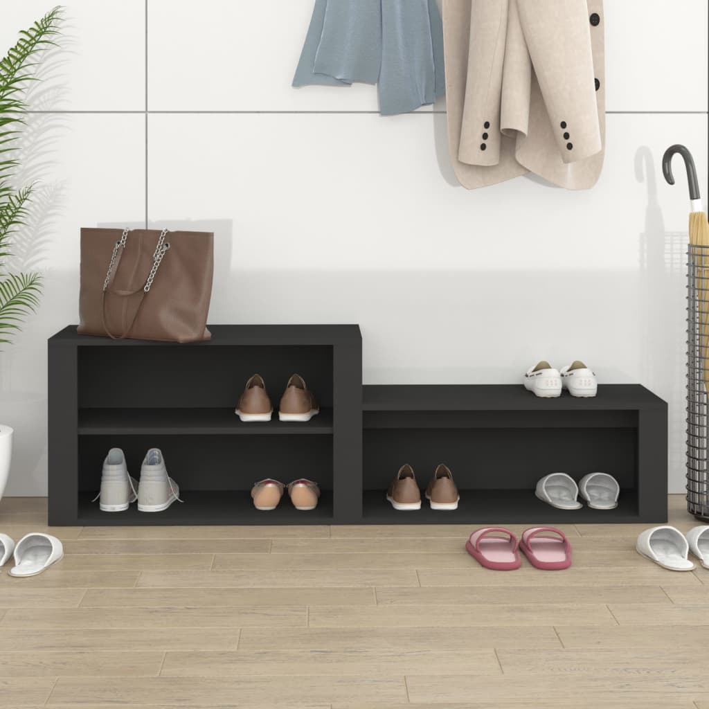 fekete szerelt fa cipőszekrény 150 x 35 x 45 cm