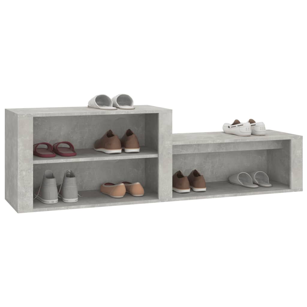 betonszürke szerelt fa cipőszekrény 150x35x45 cm
