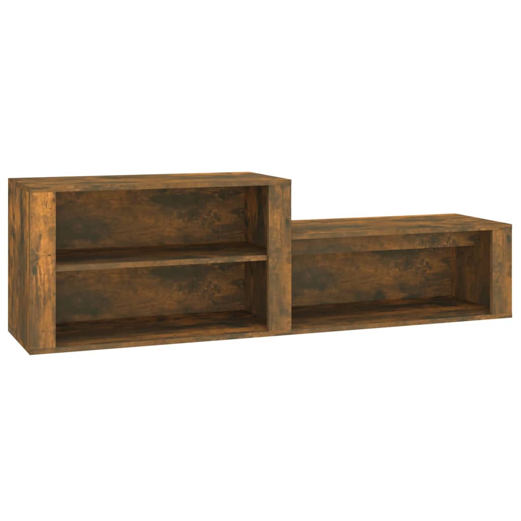 füstös tölgy színű szerelt fa cipősszekrény 150x35x45 cm