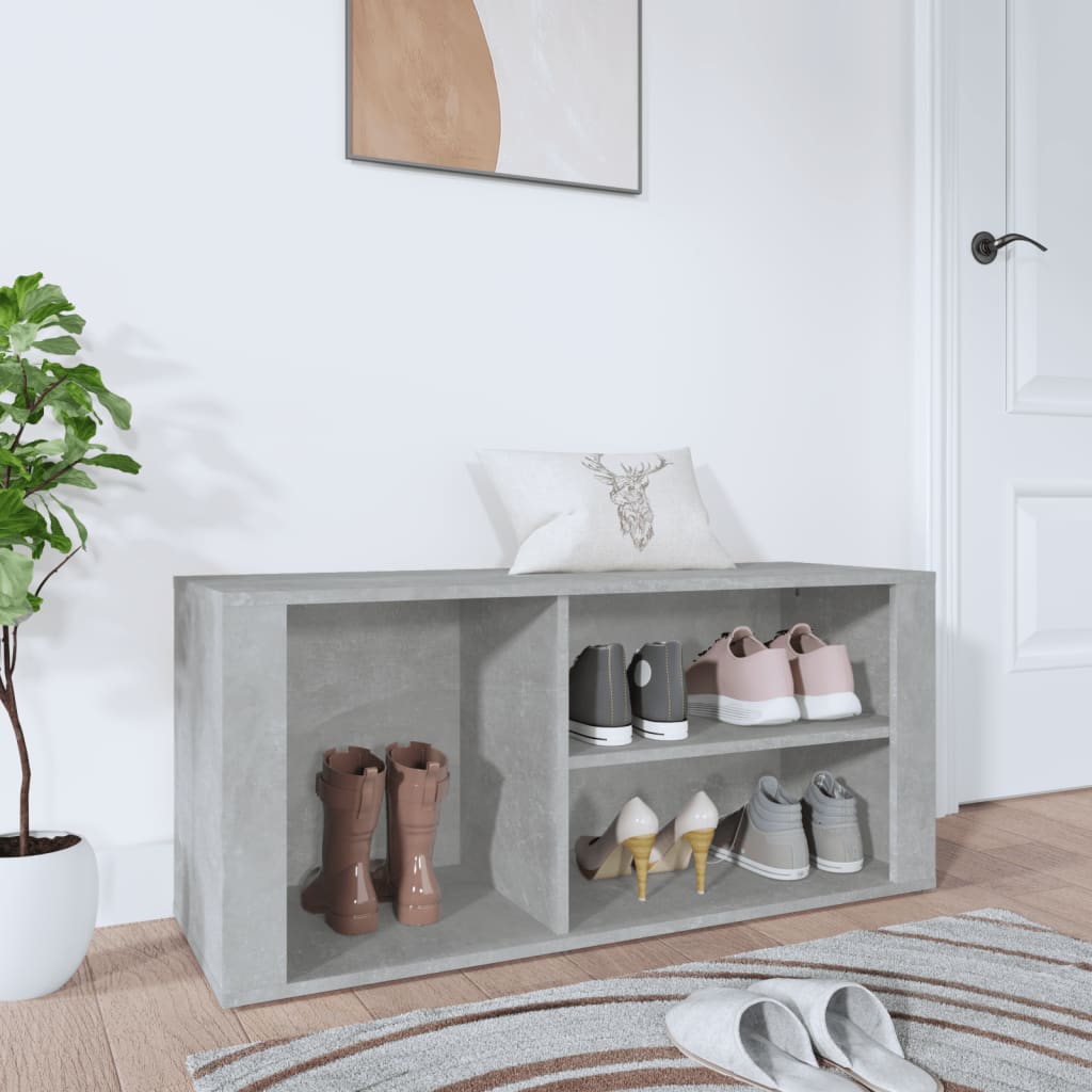 betonszürke szerelt fa cipőszekrény 100x35x45 cm