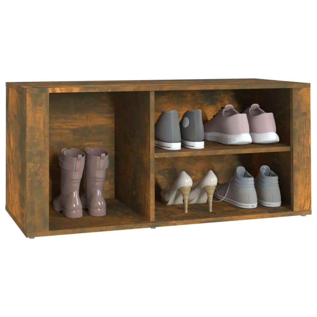füstös tölgy színű szerelt fa cipősszekrény 100 x 35 x 45 cm