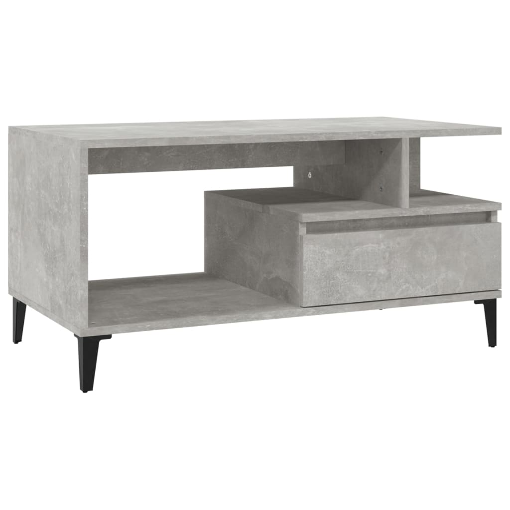 betonszürke szerelt fa dohányzóasztal 90x49x45 cm