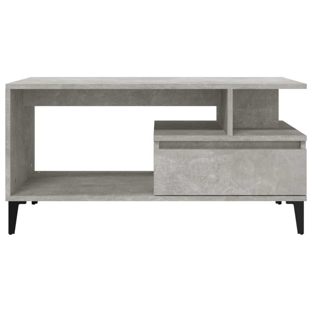 betonszürke szerelt fa dohányzóasztal 90x49x45 cm