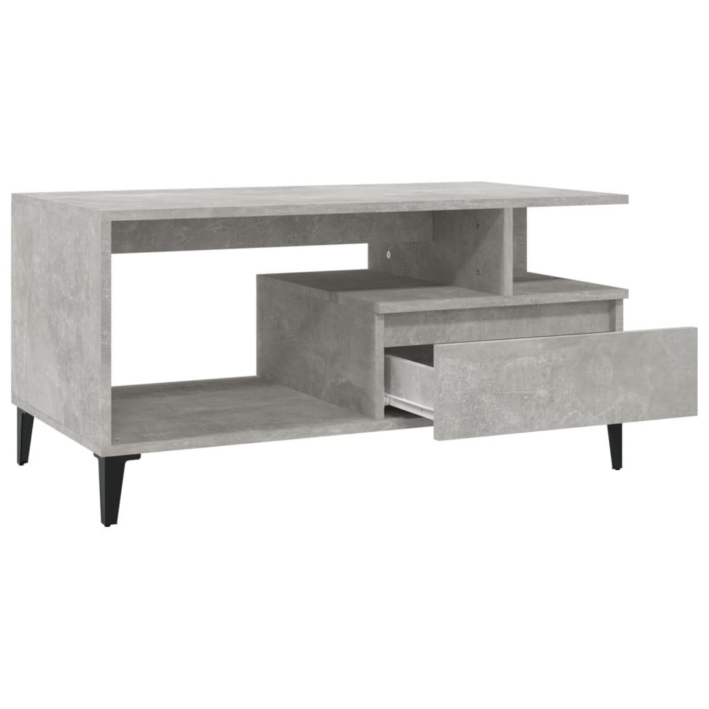 betonszürke szerelt fa dohányzóasztal 90x49x45 cm