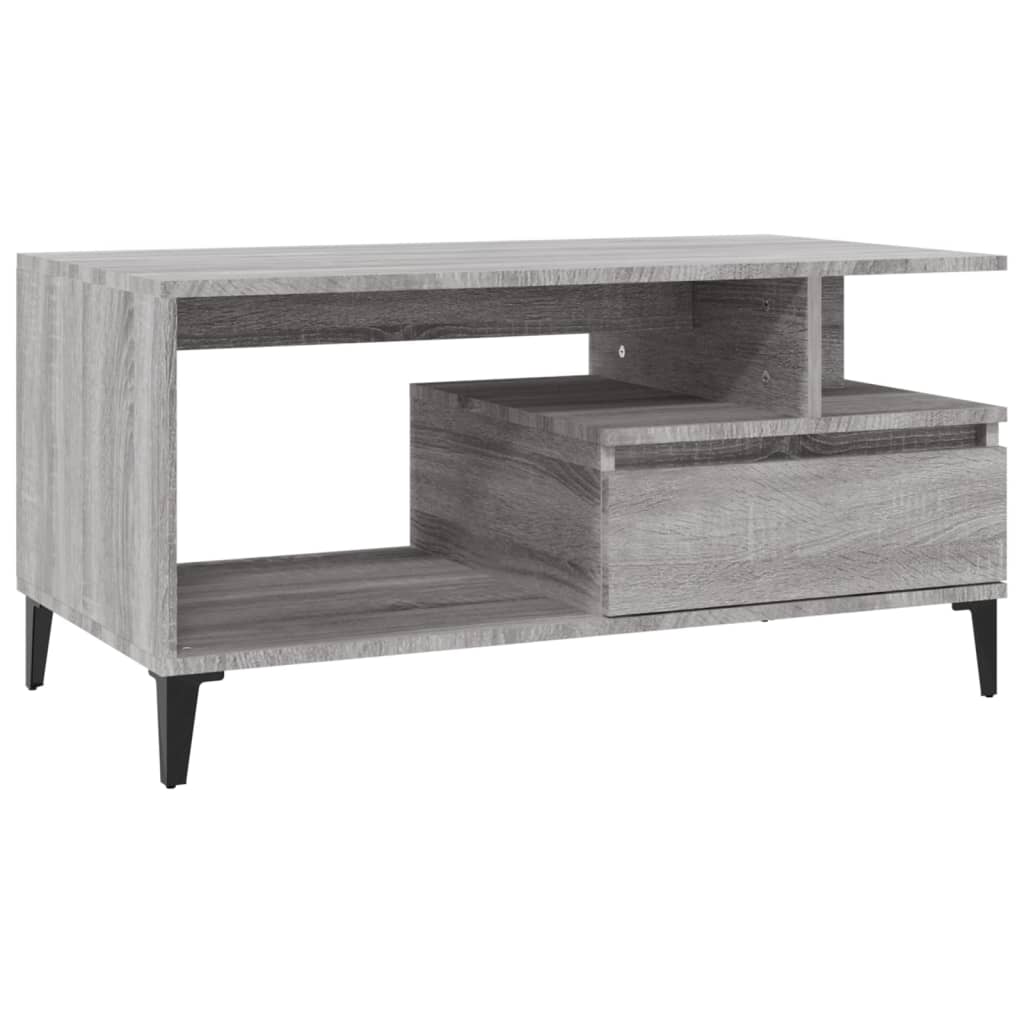 szürke sonoma szerelt fa dohányzóasztal 90x49x45 cm