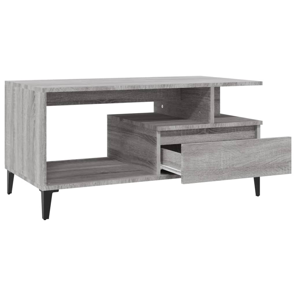 szürke sonoma szerelt fa dohányzóasztal 90x49x45 cm