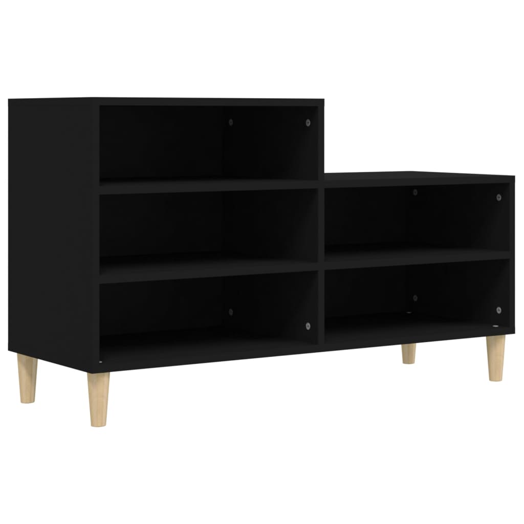fekete szerelt fa cipősszekrény 102x36x60 cm