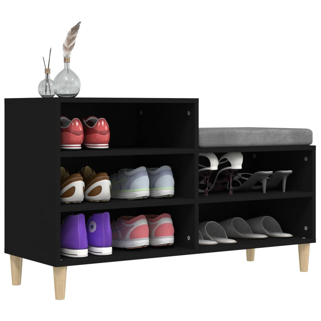 fekete szerelt fa cipősszekrény 102x36x60 cm