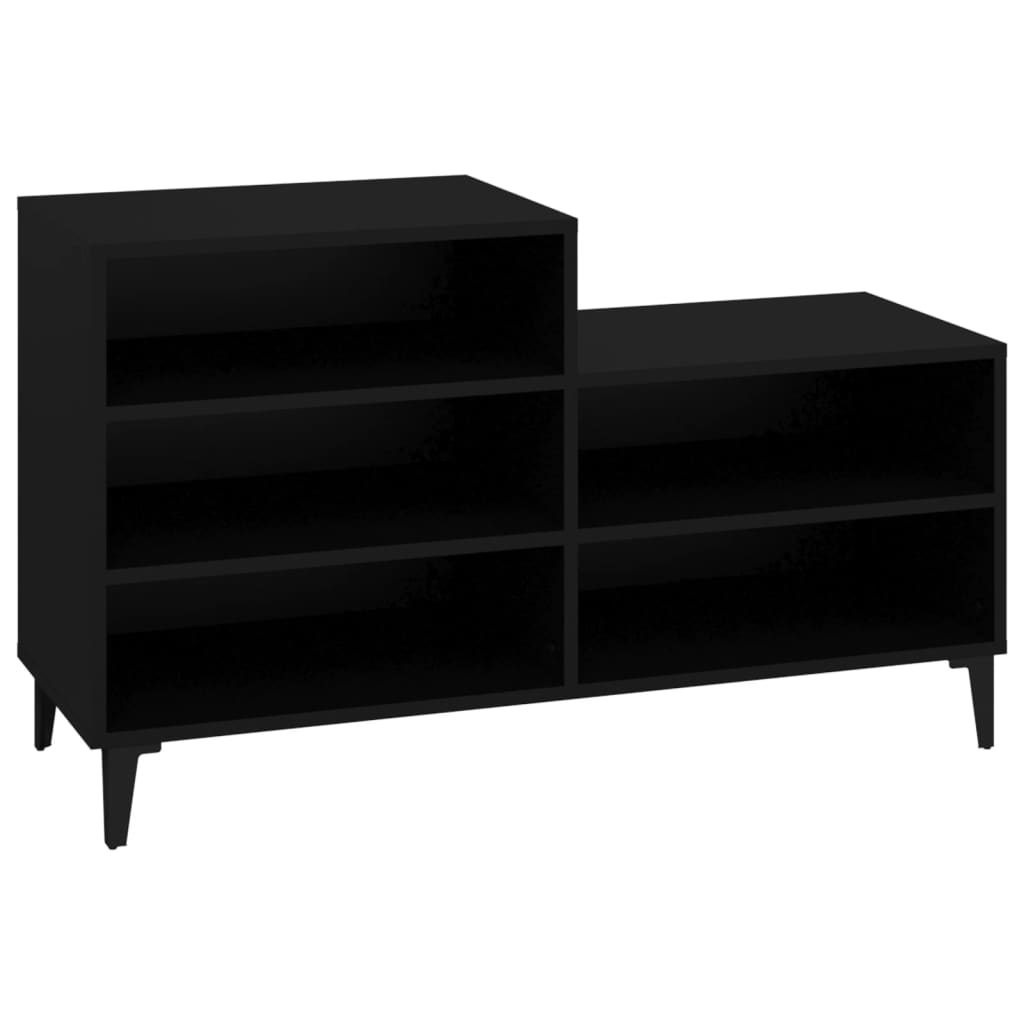 fekete szerelt fa cipősszekrény 102x36x60 cm