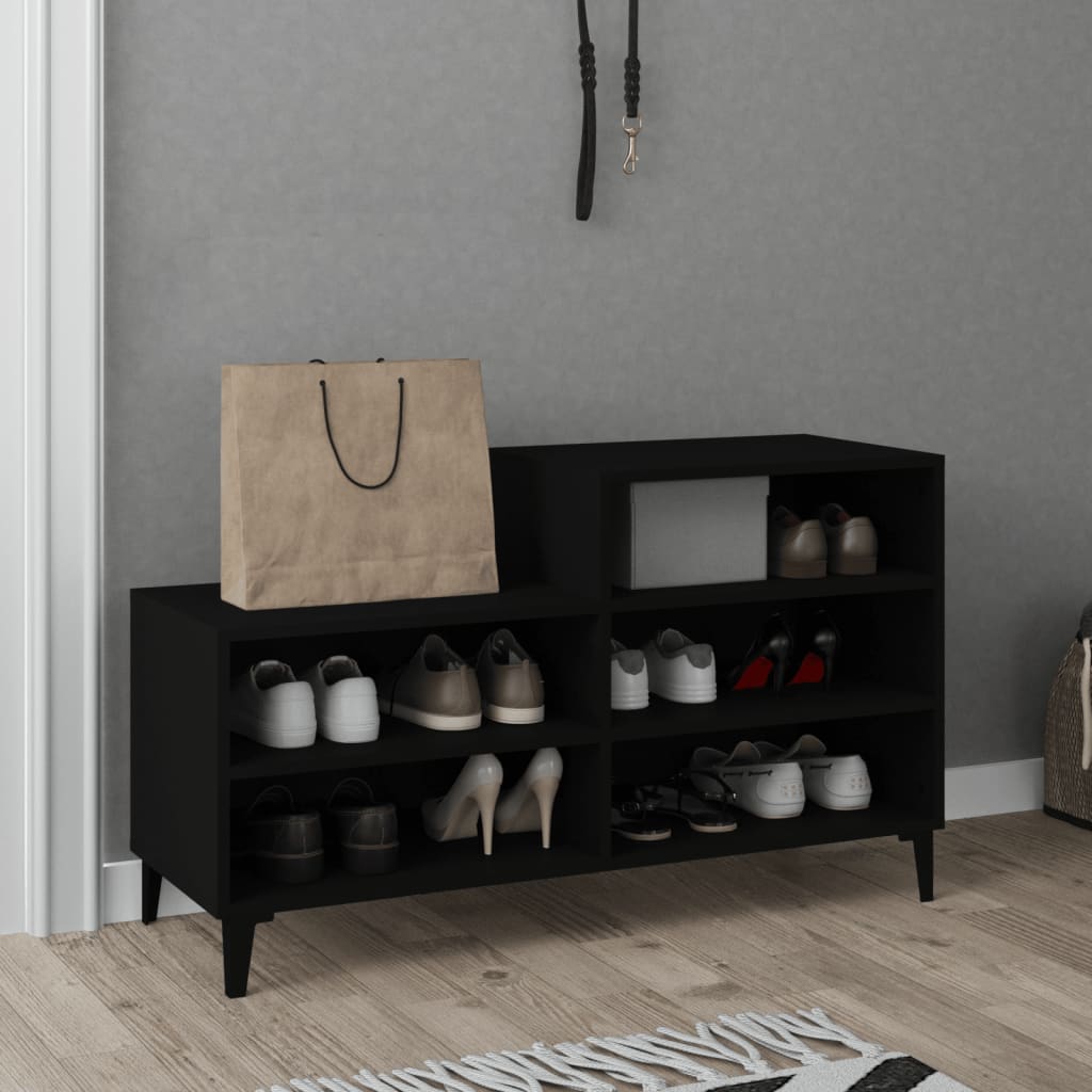 fekete szerelt fa cipősszekrény 102x36x60 cm