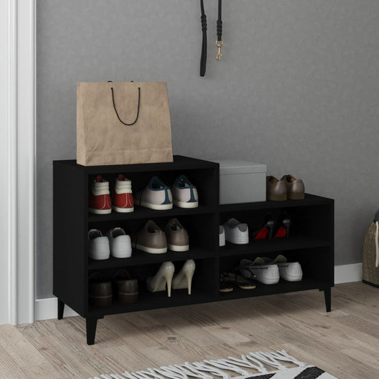 fekete szerelt fa cipősszekrény 102x36x60 cm