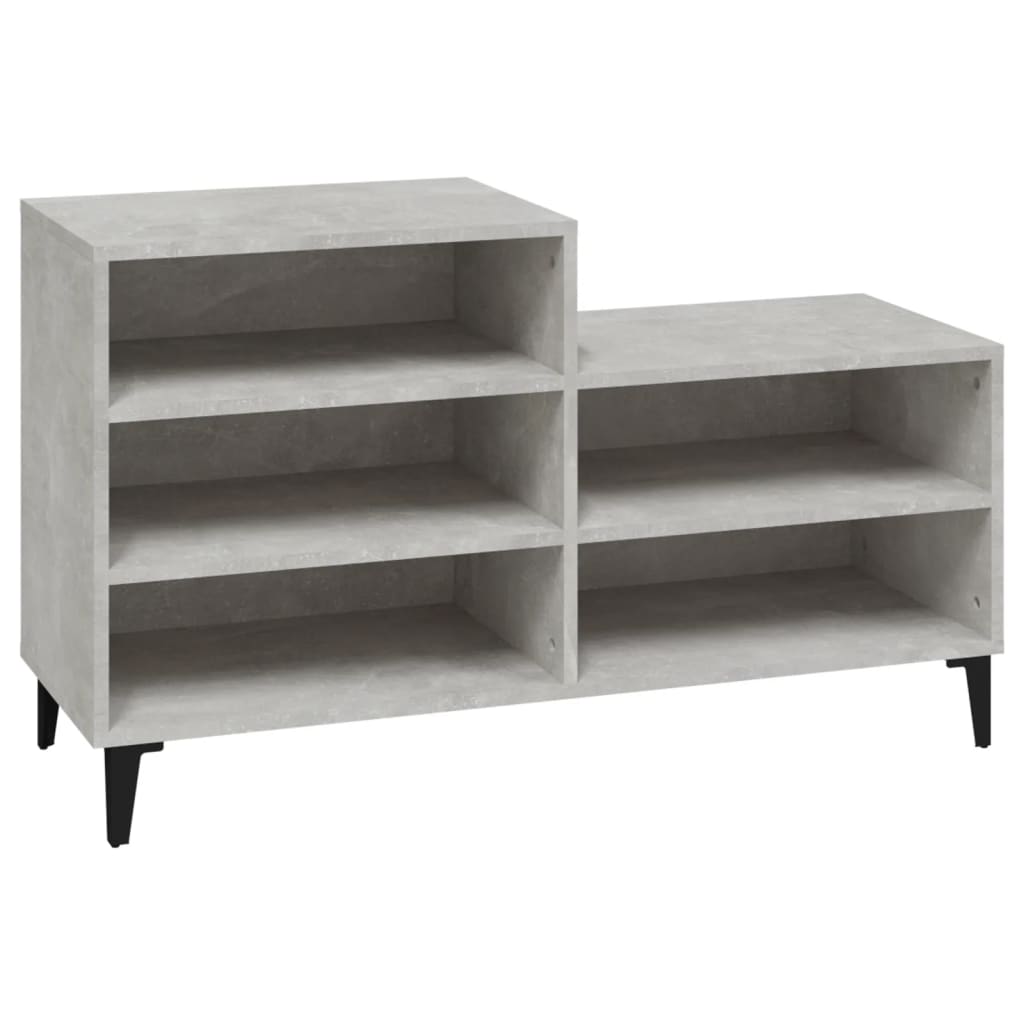 betonszürke szerelt fa cipőszekrény 102x36x60 cm