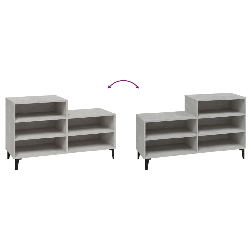 betonszürke szerelt fa cipőszekrény 102x36x60 cm