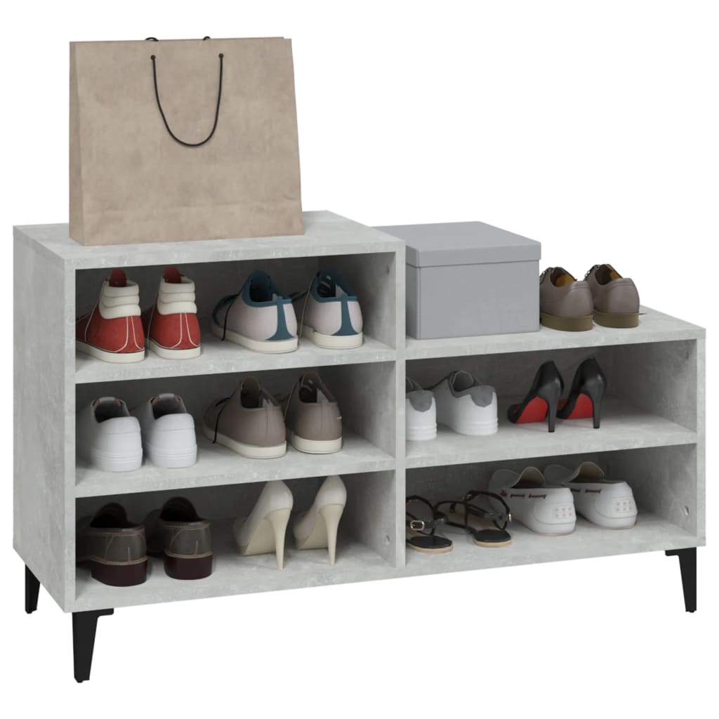 betonszürke szerelt fa cipőszekrény 102x36x60 cm