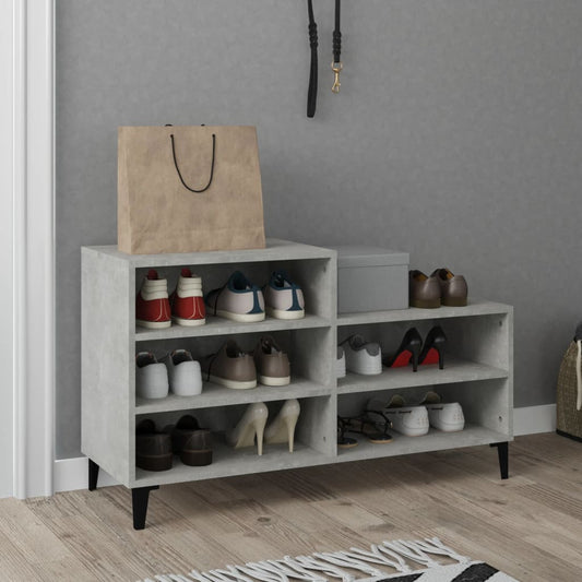betonszürke szerelt fa cipőszekrény 102x36x60 cm