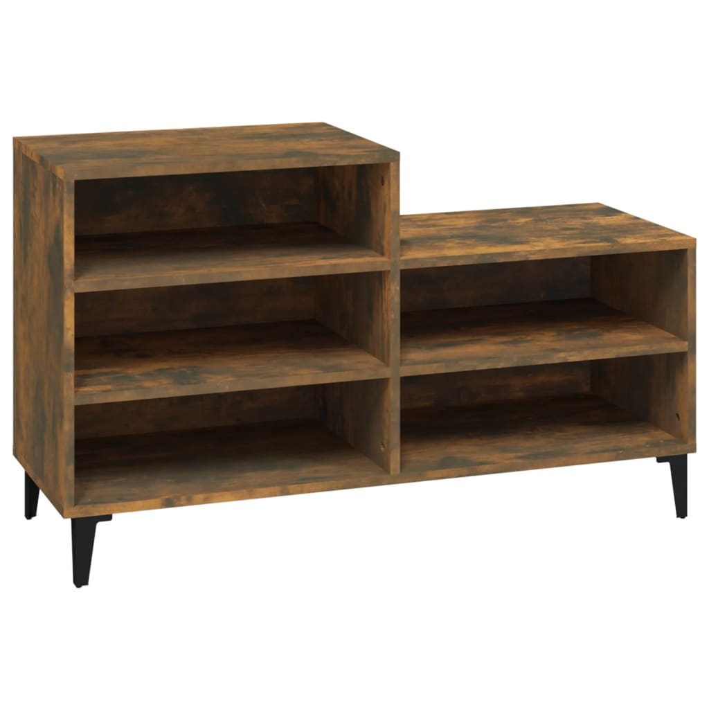 füstös tölgy színű szerelt fa cipősszekrény 102 x 36 x 60 cm