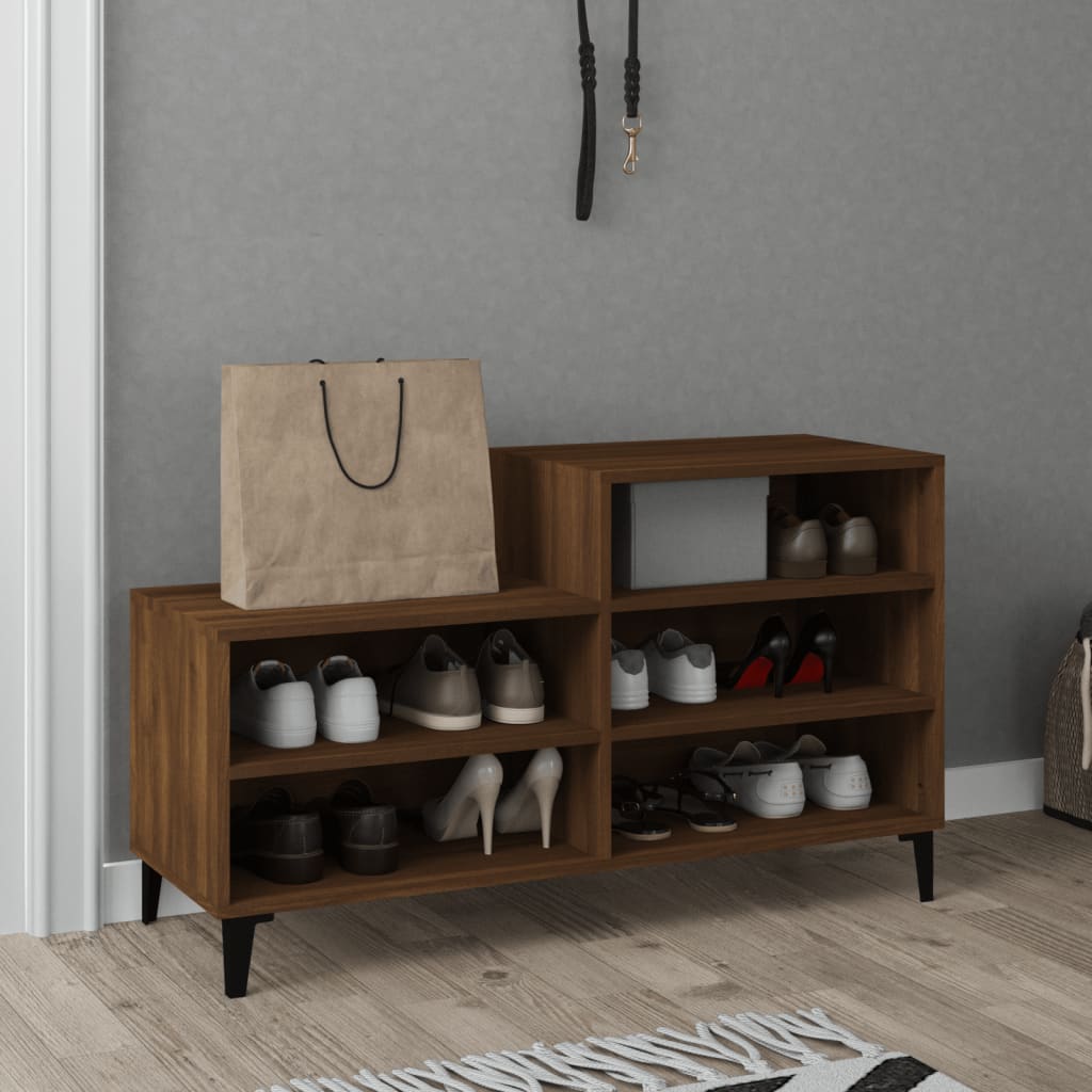 barna tölgyszínű szerelt fa cipősszekrény 102x36x60 cm