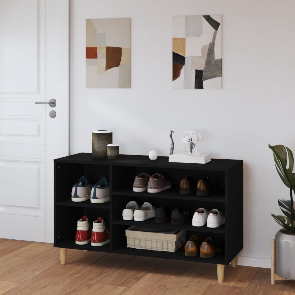 fekete szerelt fa cipősszekrény 102x36x60 cm