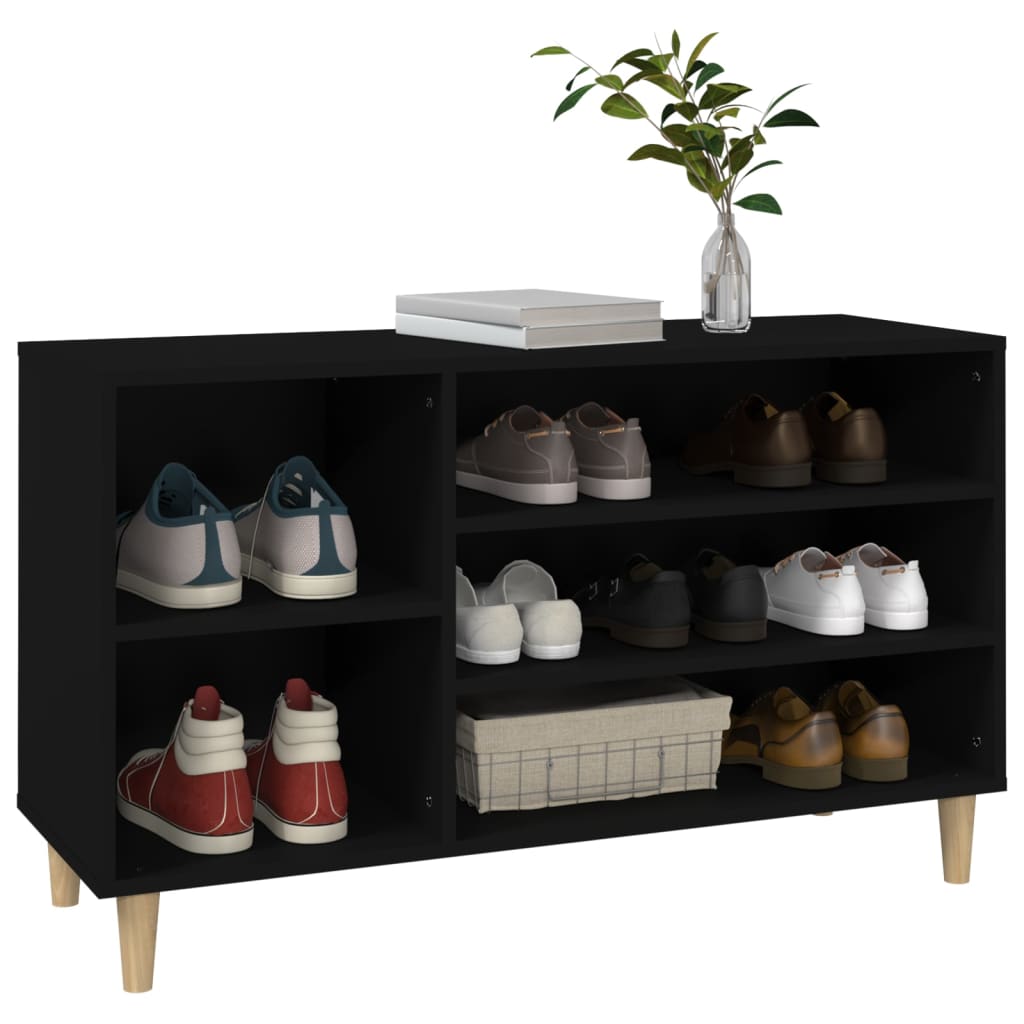 fekete szerelt fa cipősszekrény 102x36x60 cm
