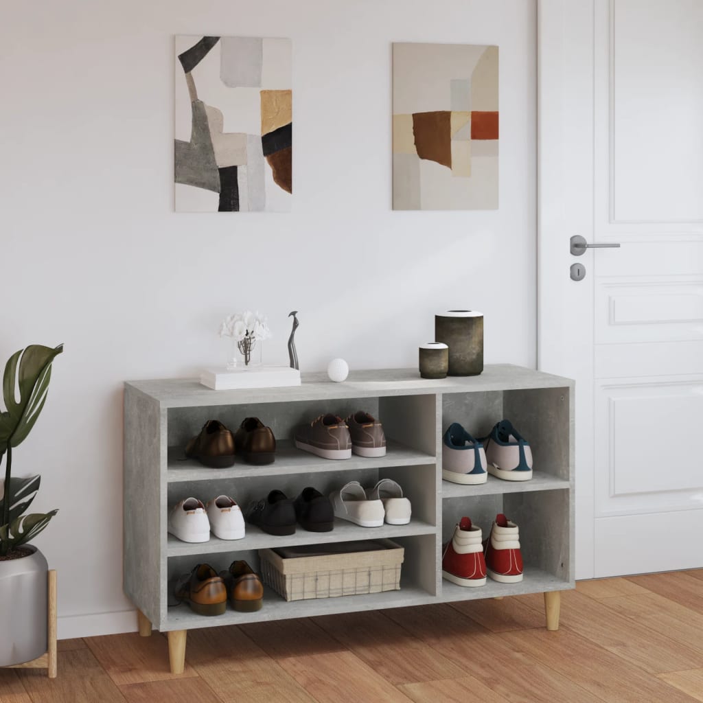 betonszürke szerelt fa cipőszekrény 102x36x60 cm