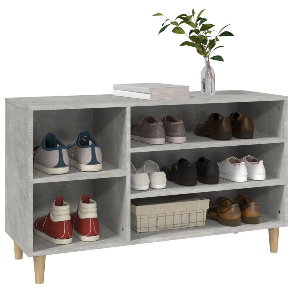 betonszürke szerelt fa cipőszekrény 102x36x60 cm