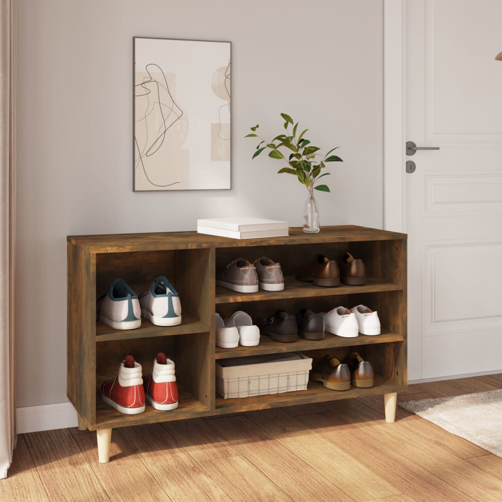 füstös tölgy színű szerelt fa cipősszekrény 102 x 36 x 60 cm