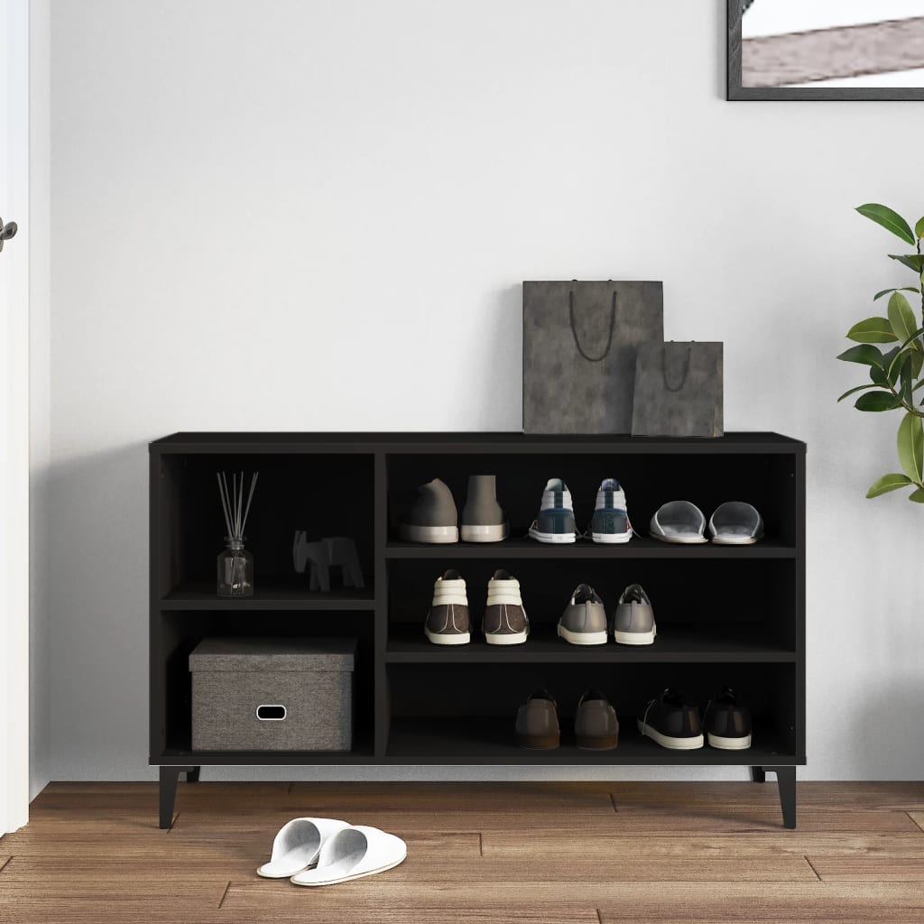 fekete szerelt fa cipősszekrény 102x36x60 cm