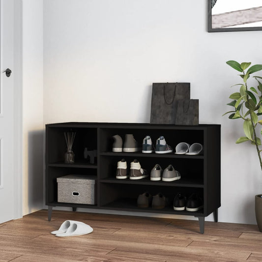 fekete szerelt fa cipősszekrény 102x36x60 cm
