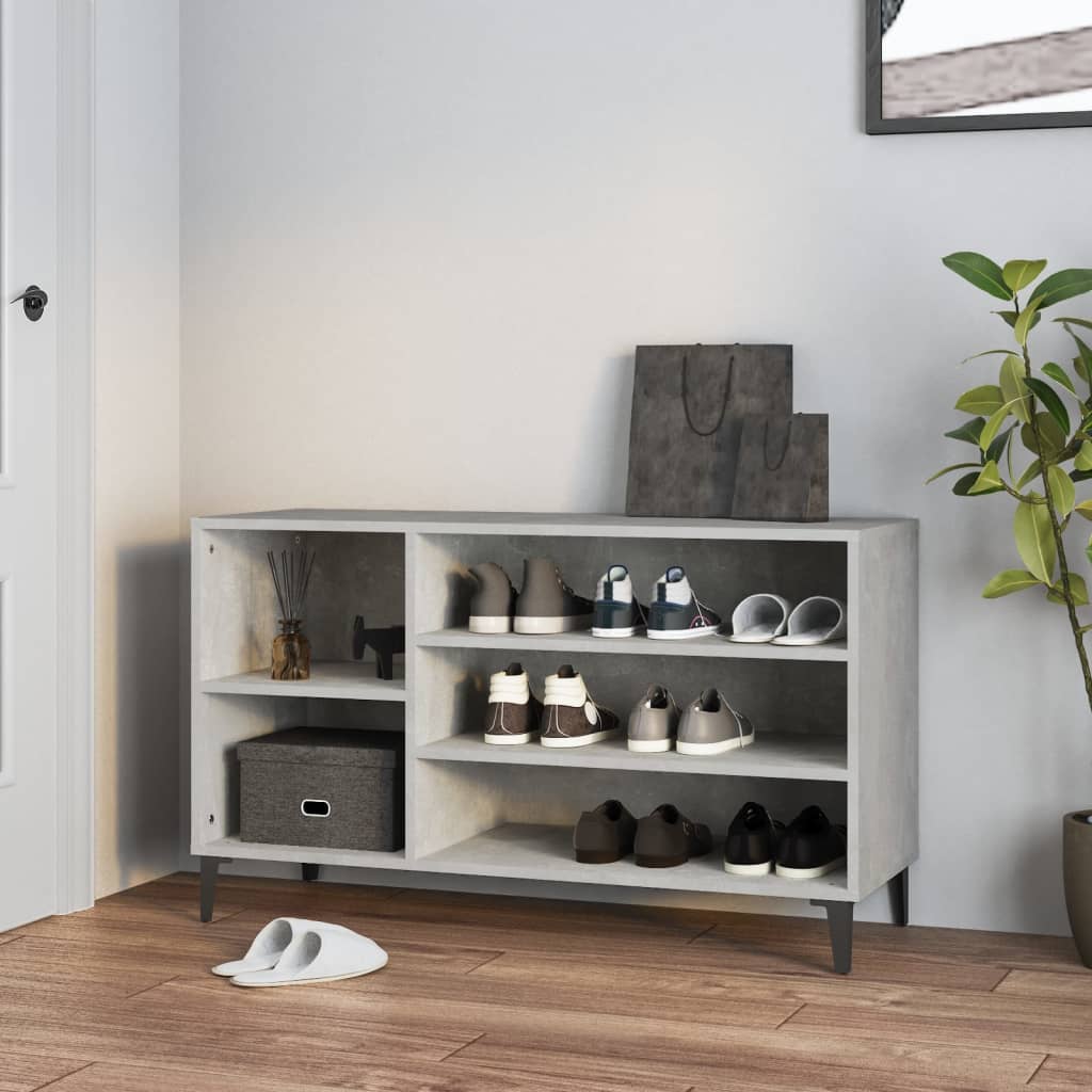 betonszürke szerelt fa cipőszekrény 102x36x60 cm
