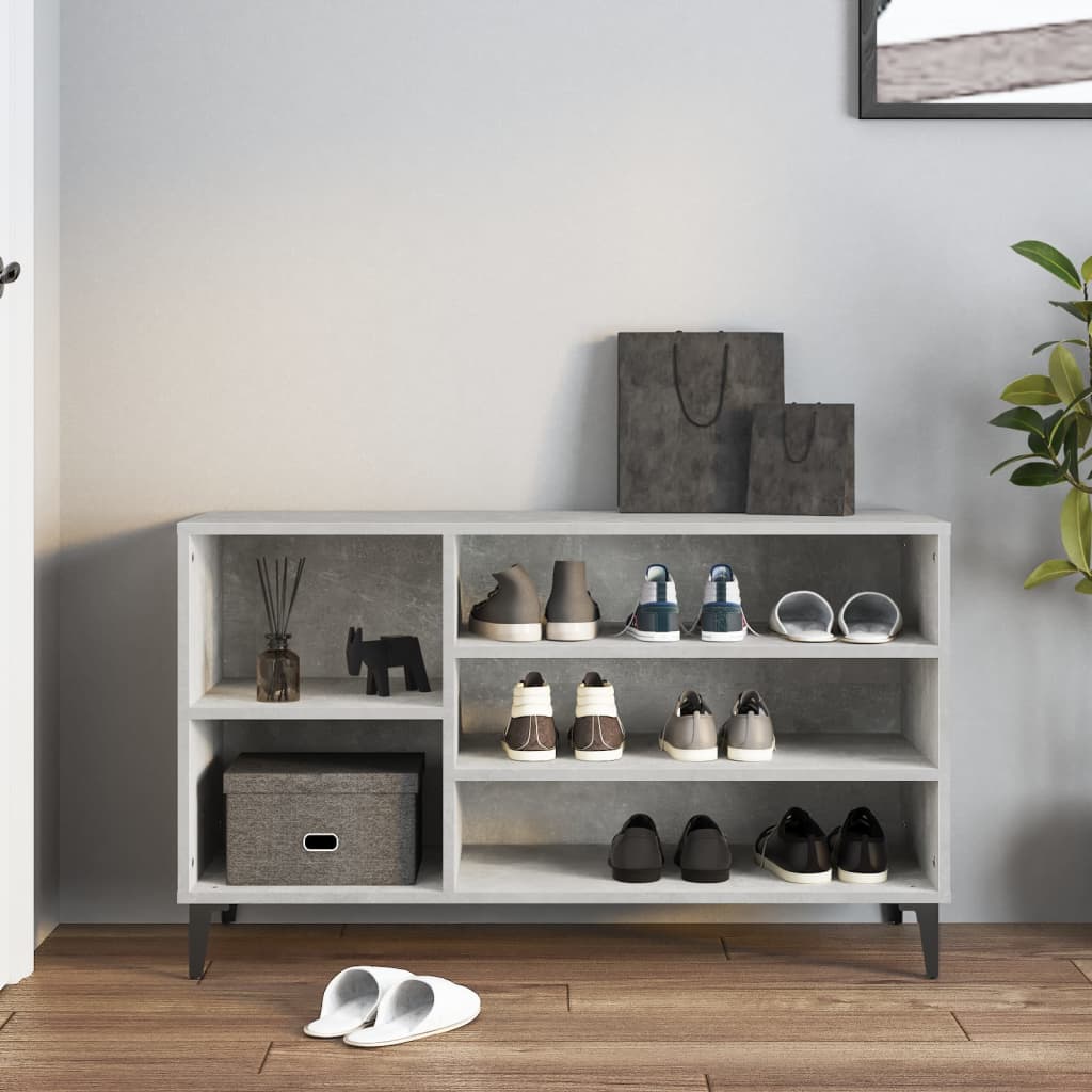 betonszürke szerelt fa cipőszekrény 102x36x60 cm