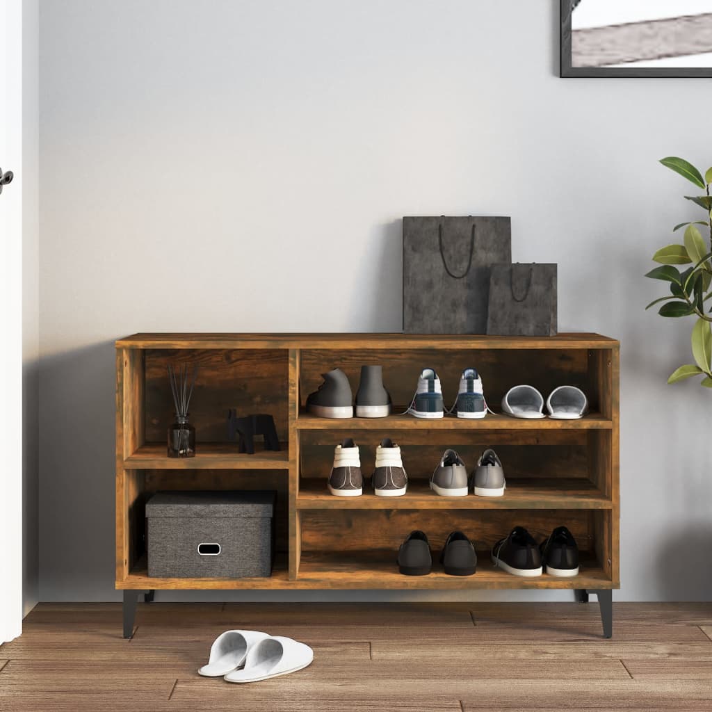 füstös tölgy színű szerelt fa cipősszekrény 102 x 36 x 60 cm