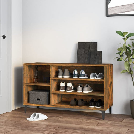 füstös tölgy színű szerelt fa cipősszekrény 102 x 36 x 60 cm