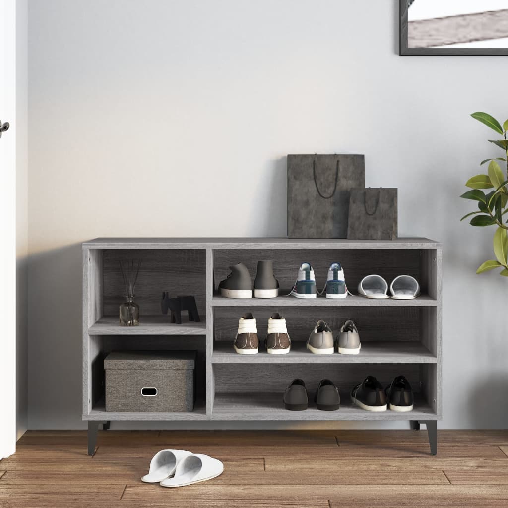 szürke sonoma színű szerelt fa cipősszekrény 102x36x60 cm