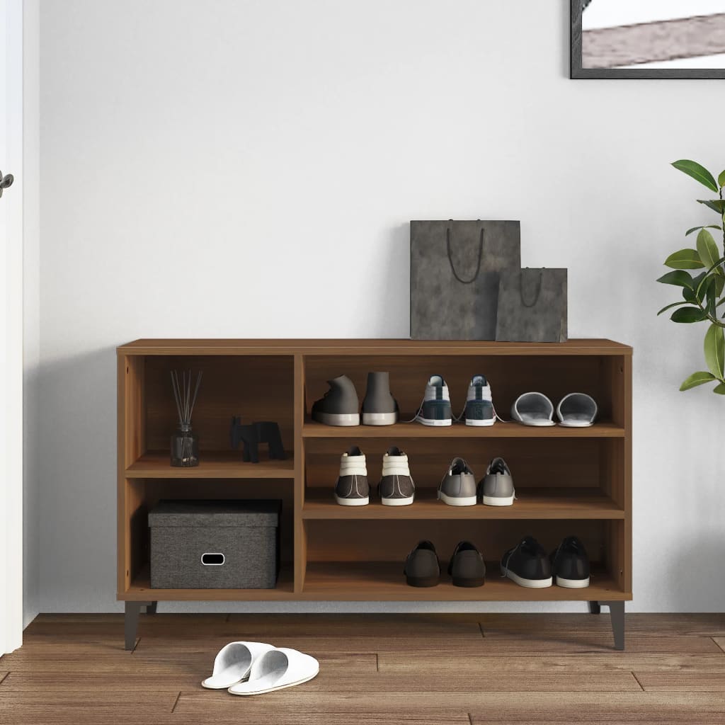 barna tölgyszínű szerelt fa cipősszekrény 102x36x60 cm