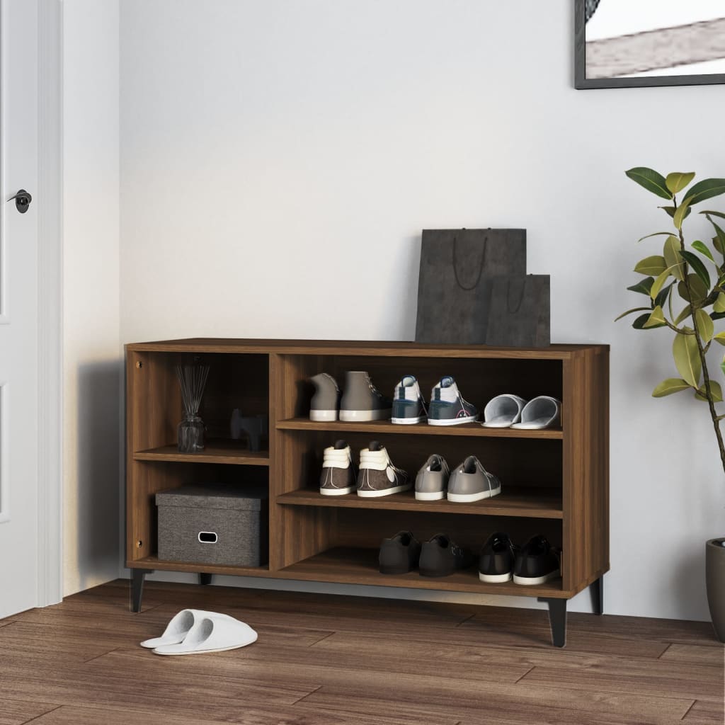 barna tölgyszínű szerelt fa cipősszekrény 102x36x60 cm