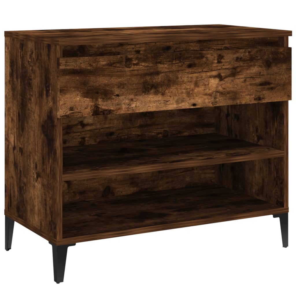 füstös tölgy színű szerelt fa cipősszekrény 70 x 36 x 60 cm