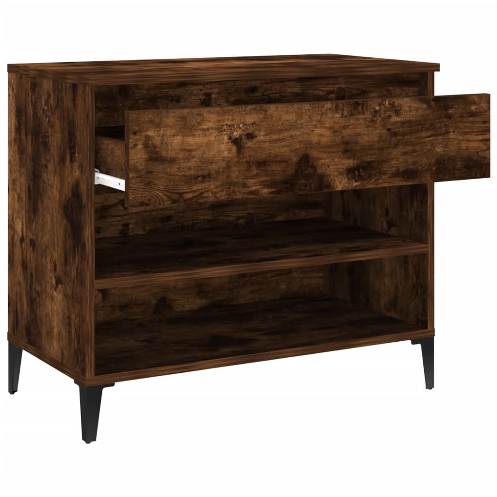 füstös tölgy színű szerelt fa cipősszekrény 70 x 36 x 60 cm