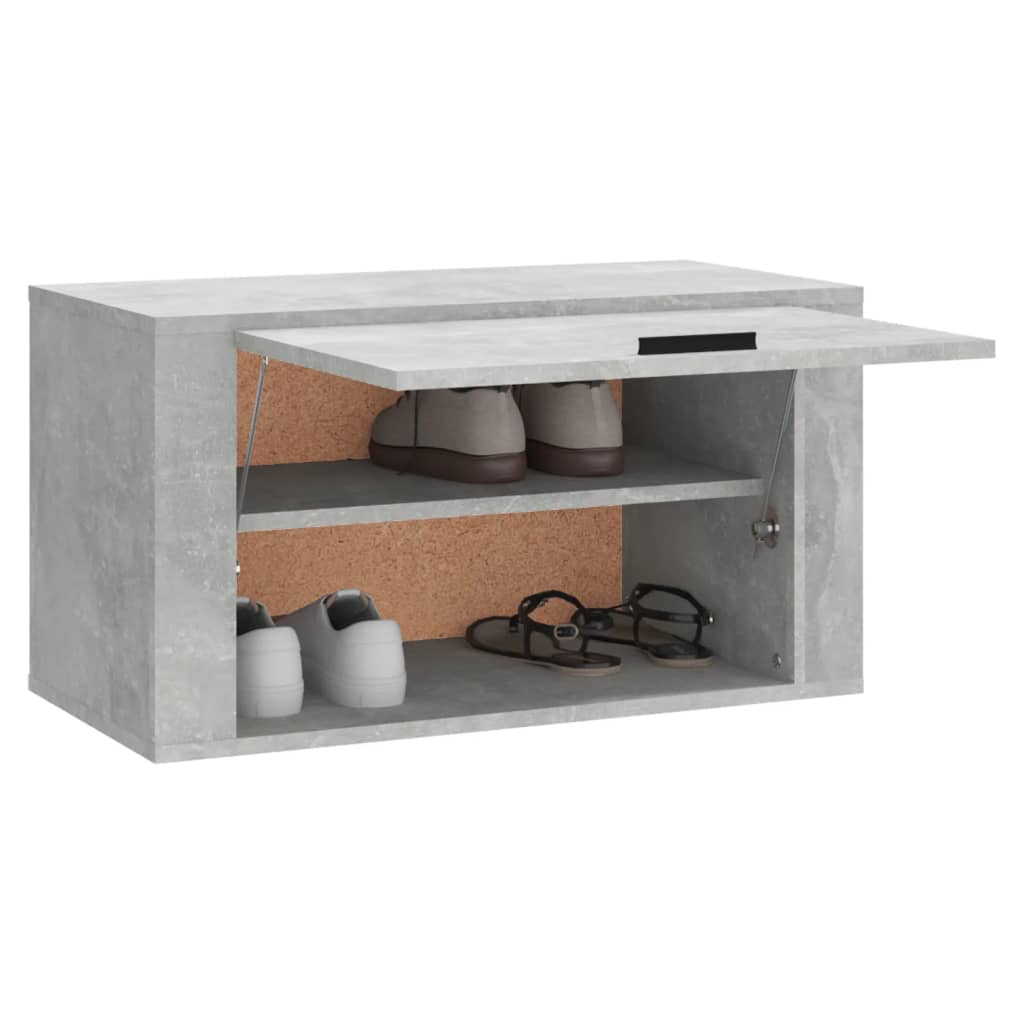 betonszürke szerelt fa fali cipőszekrény 70 x 35 x 38 cm