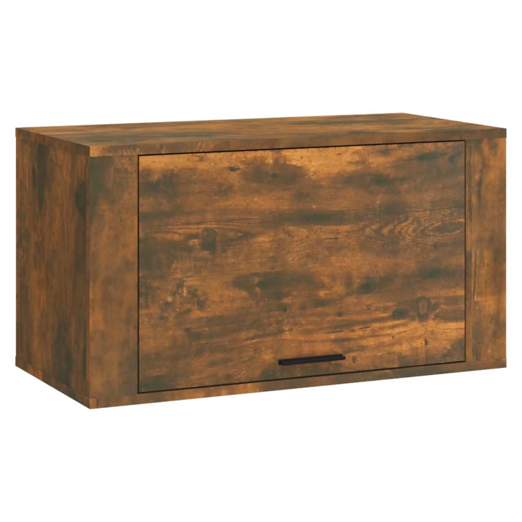 füstös tölgy színű tömör fenyőfa fali cipőszekrény 70x35x38 cm
