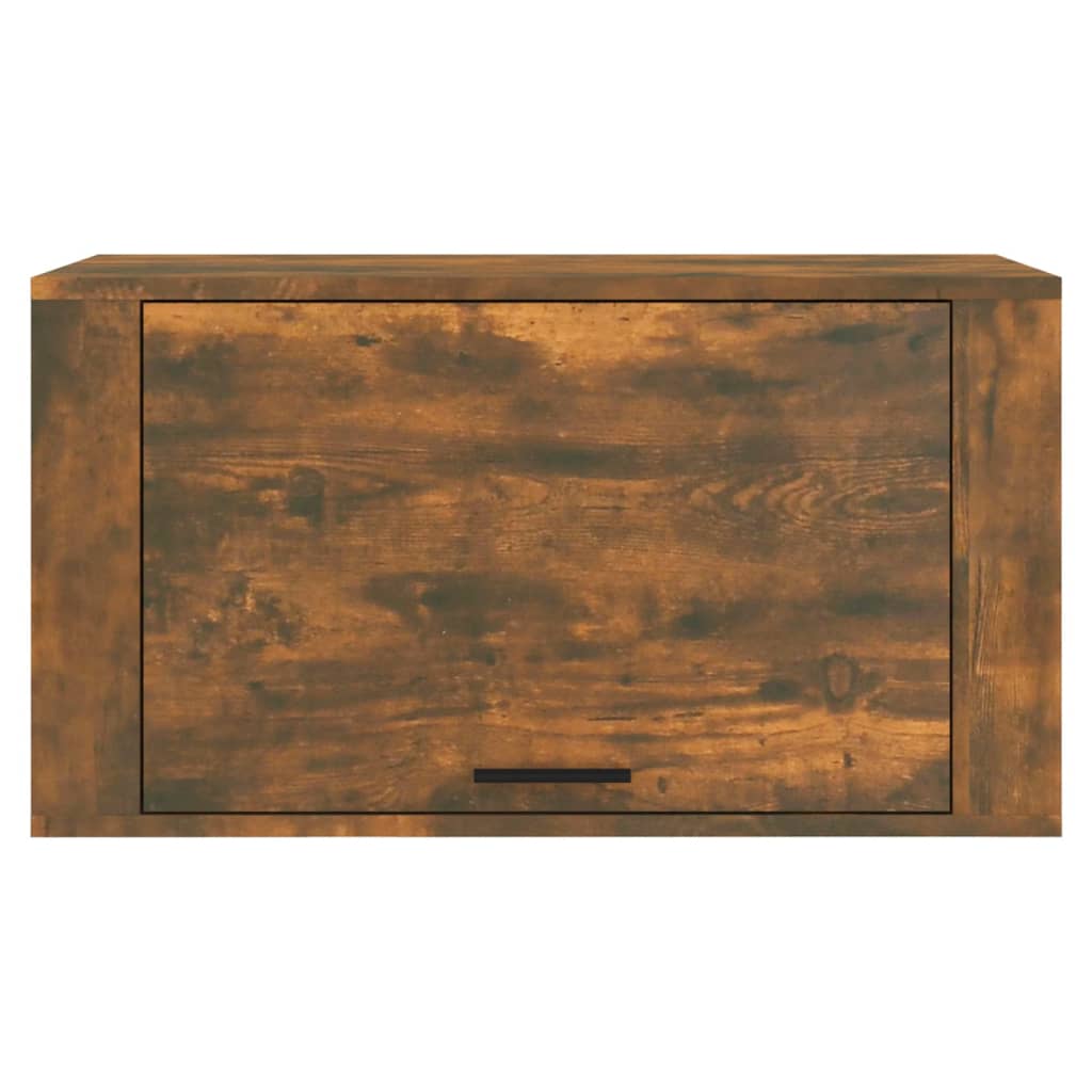 füstös tölgy színű tömör fenyőfa fali cipőszekrény 70x35x38 cm