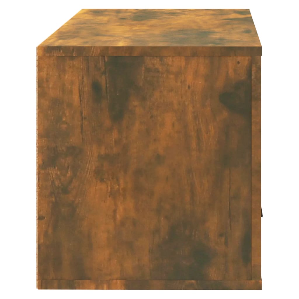 füstös tölgy színű tömör fenyőfa fali cipőszekrény 70x35x38 cm