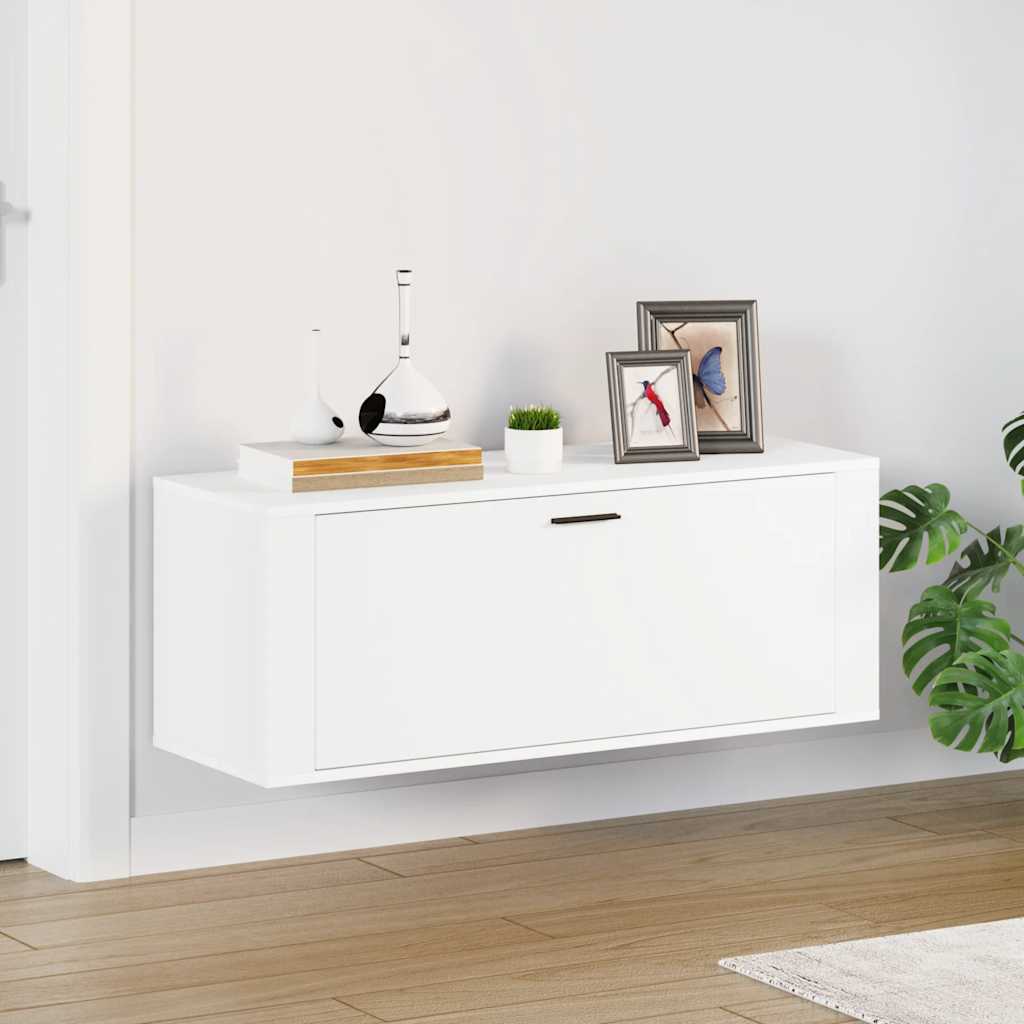 fehér szerelt fa fali cipőszekrény 100 x 35 x 38 cm