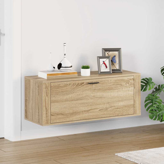 sonoma tölgy színű szerelt fa fali cipőszekrény 100x35x38 cm