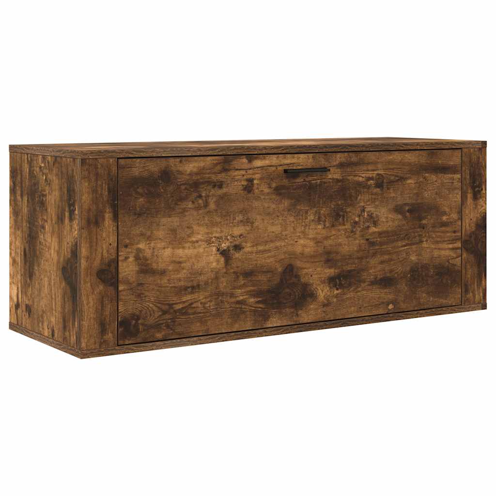 füstös tölgy színű szerelt fa fali cipősszekrény 100x35x38 cm