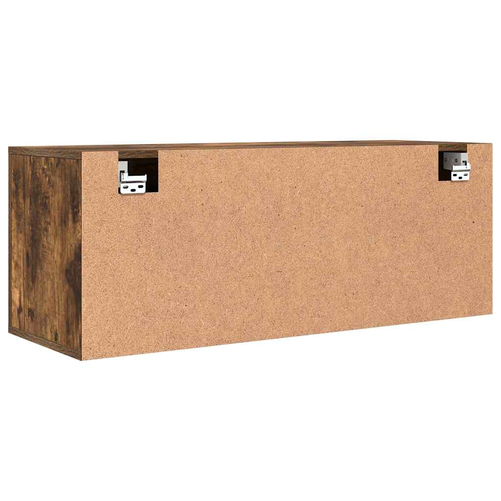 füstös tölgy színű szerelt fa fali cipősszekrény 100x35x38 cm