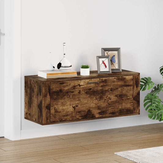 füstös tölgy színű szerelt fa fali cipősszekrény 100x35x38 cm