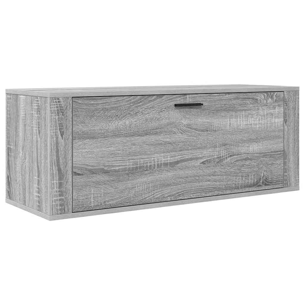 szürke sonoma színű szerelt fa fali cipősszekrény 100x35x38 cm