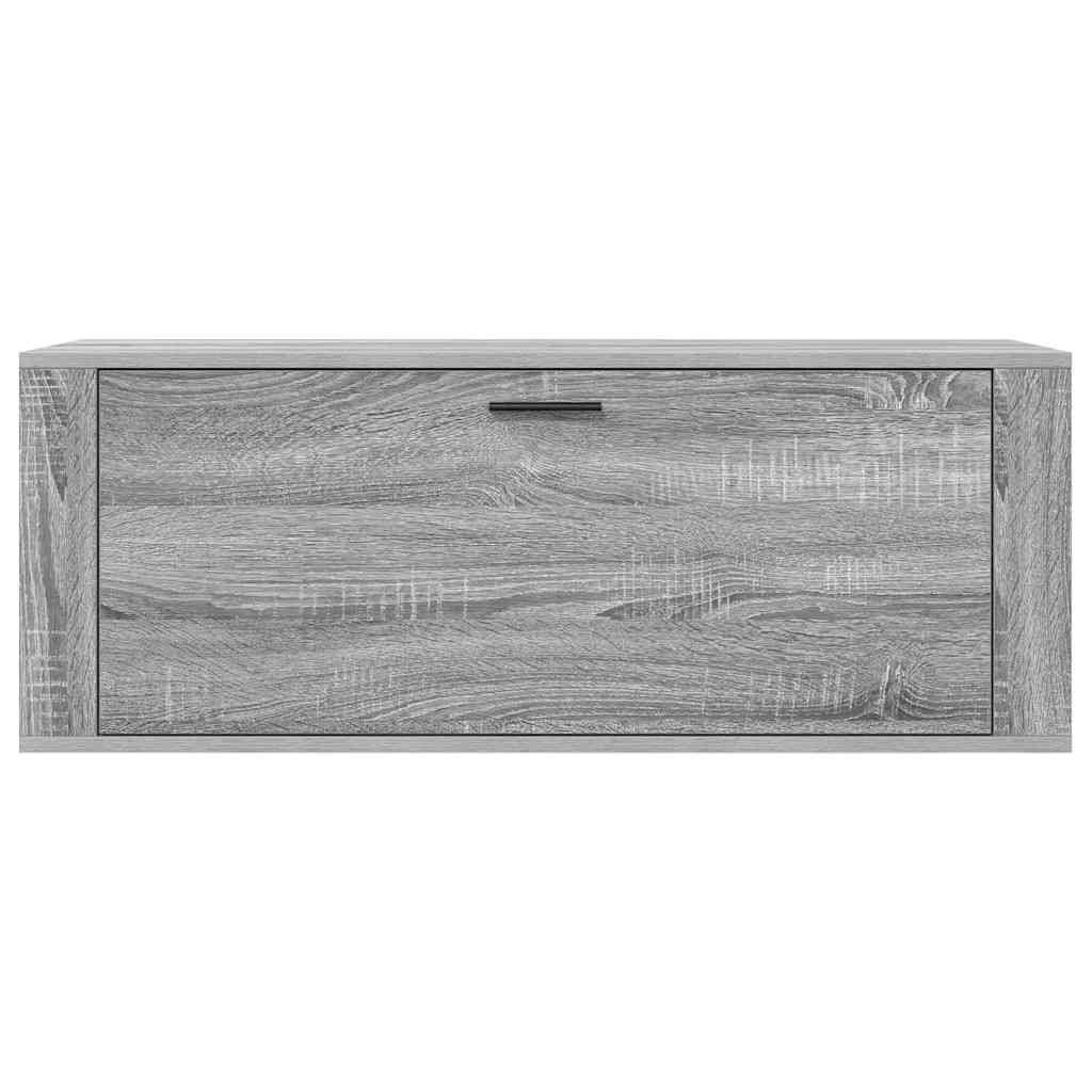 szürke sonoma színű szerelt fa fali cipősszekrény 100x35x38 cm